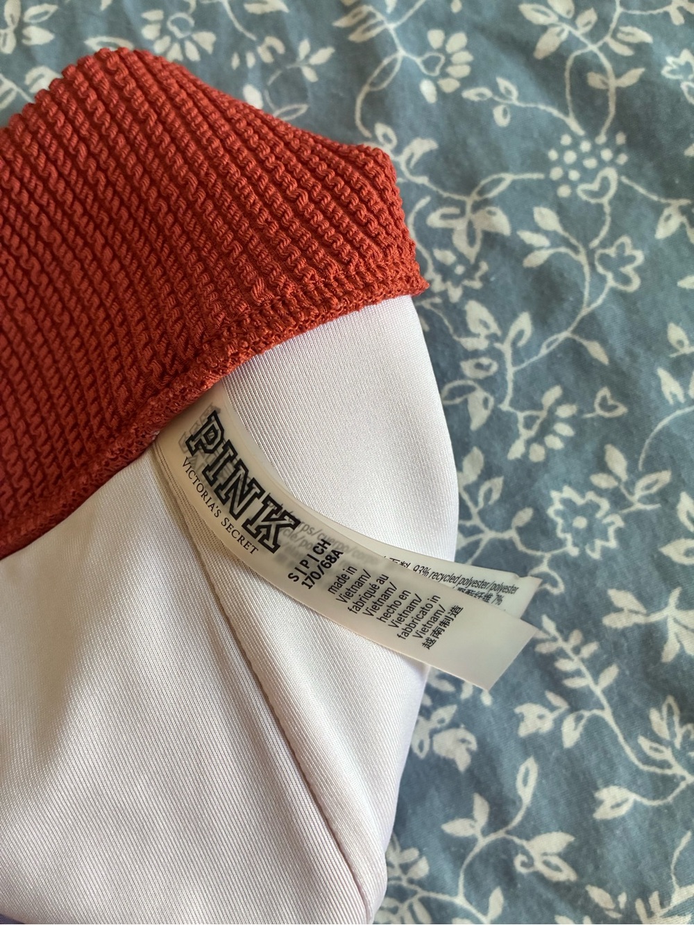 PINK Victoria's Secret Ribbed High-Waist Bikini Bottoms in Terracotta - Picture 3 of 6